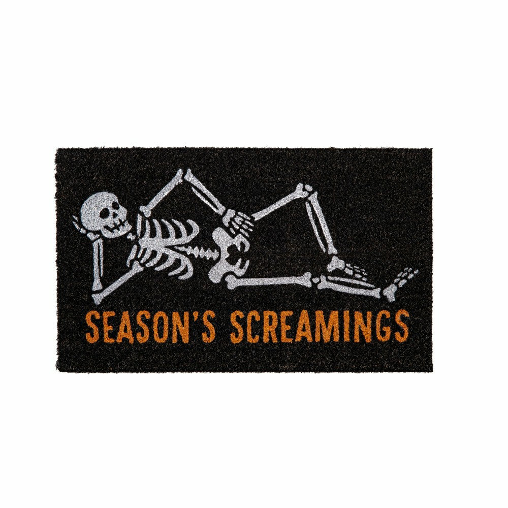Plow & Hearth Skeleton "Season's Screamings" Coir Doormat