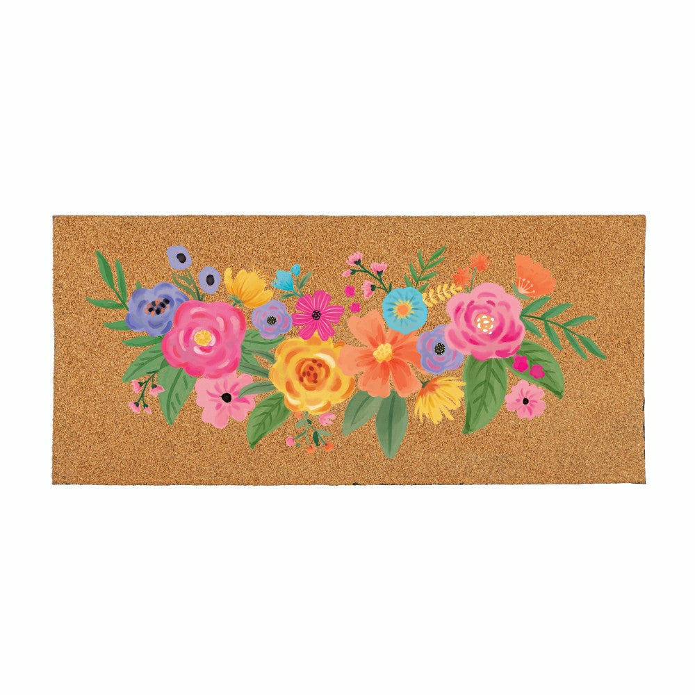 Plow & Hearth Bunny Blooms Spring Blossom, Flocked Coir Sassafras Switch Mat 22"x10"