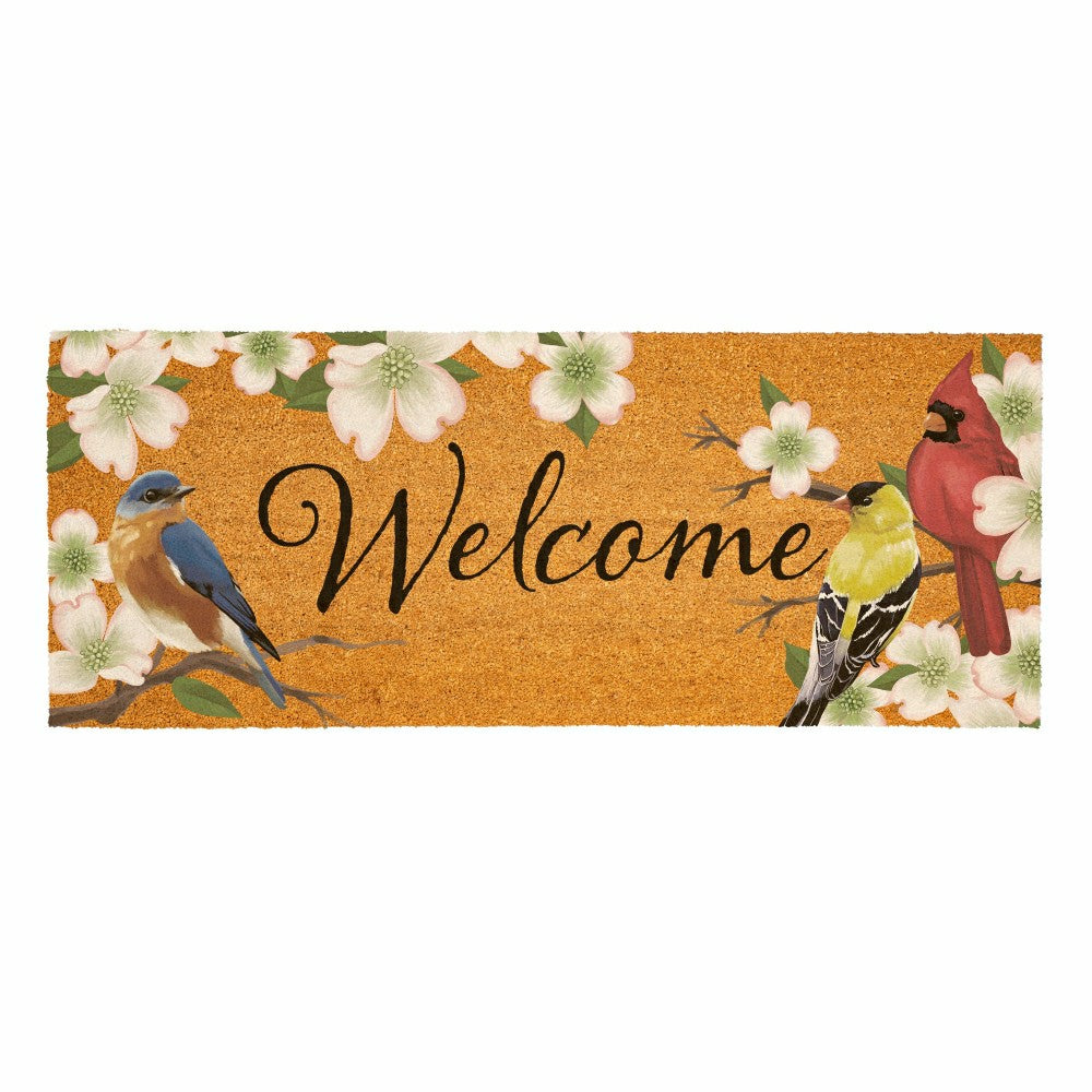 Plow & Hearth What She Shed Bird Bunch, Coir Mat, 60"x24"