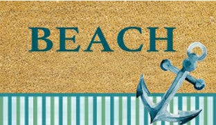 Plow & Hearth Blue Coastal Beach, Coir Mat 36"x24"