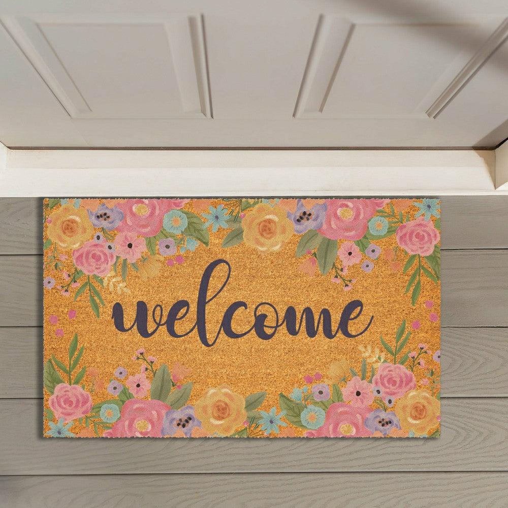 Plow & Hearth Bunny Blooms Spring Blossom, Coir Mat 30"x18"