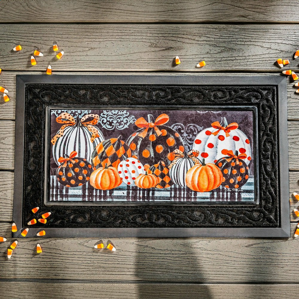 Plow & Hearth Elegant Patterned Pumpkins Sassafras Switch Mat