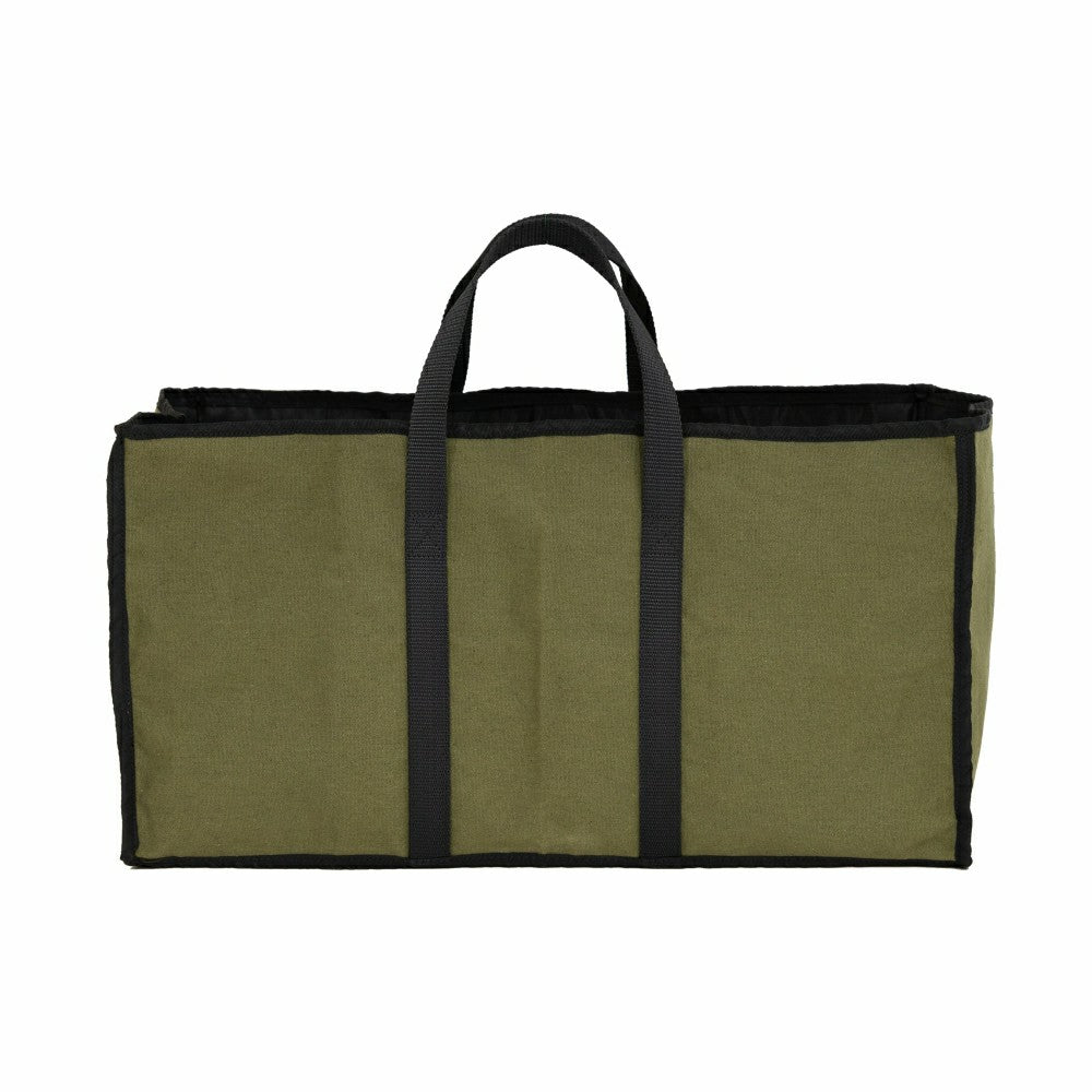 Plow & Hearth Canvas Log Carrier, Green with Black accents