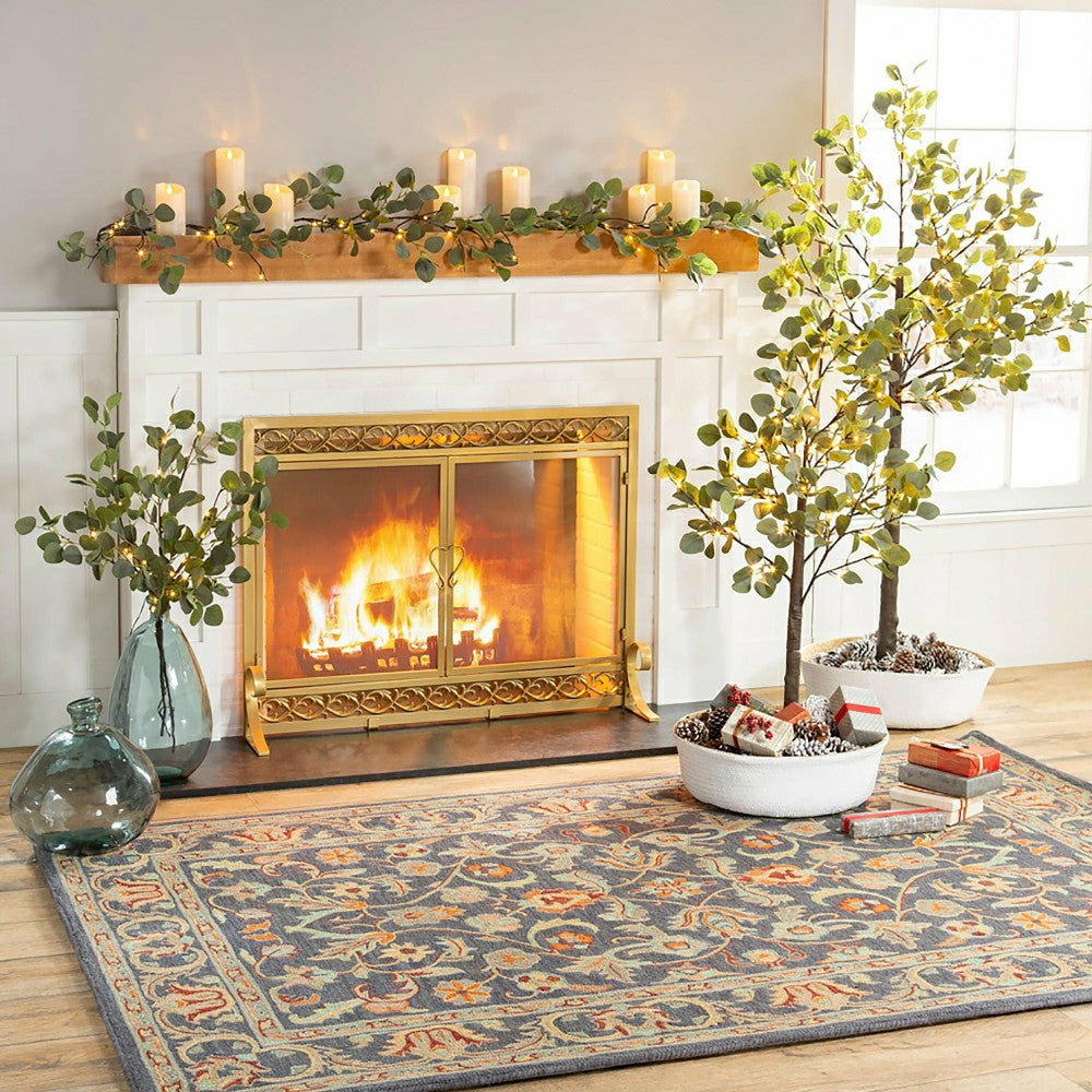 Plow & Hearth Large Cast Iron Scrollwork Fire Screen w/Doors