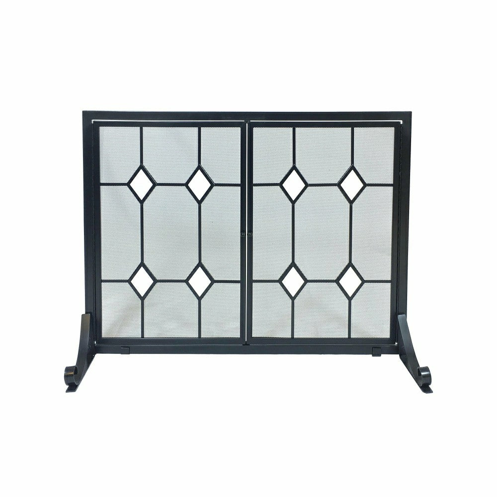 Plow & Hearth Diamond Glass Fire Screen with Doors