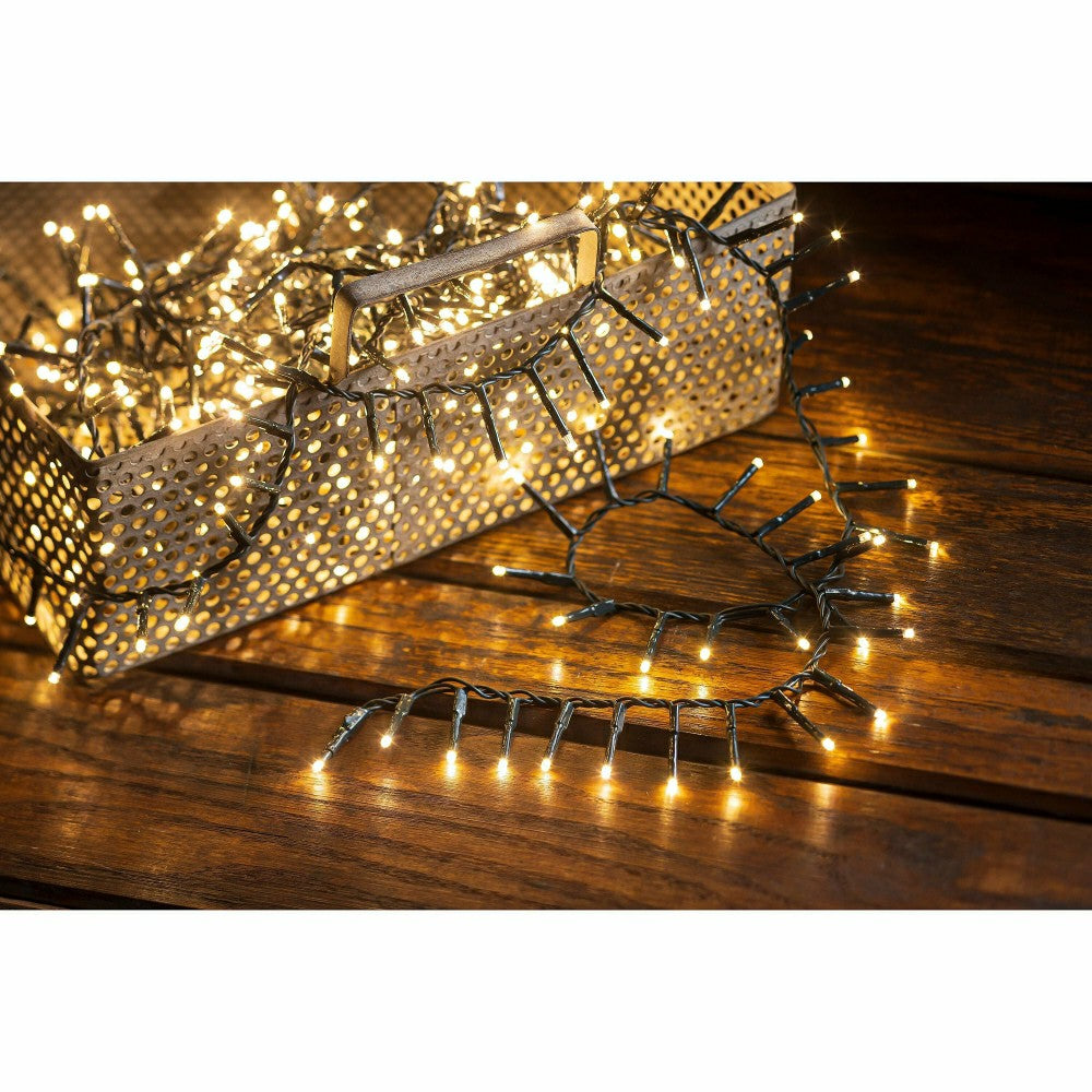 Plow & Hearth Indoor/Outdoor LED Compact String Lights in Warm White, 500 Lights, Wa