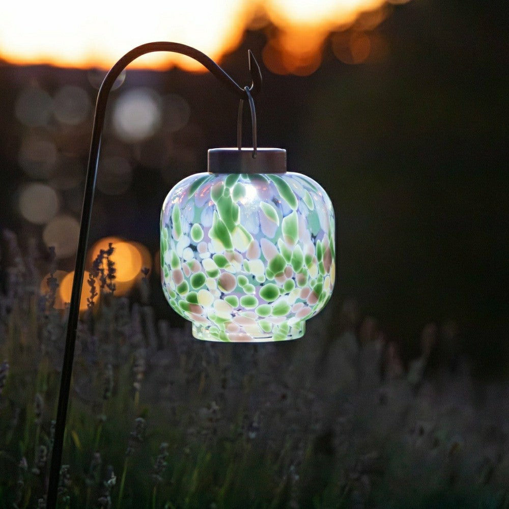 Plow & Hearth Cabin Solar Lantern Handblown Glass, 8"