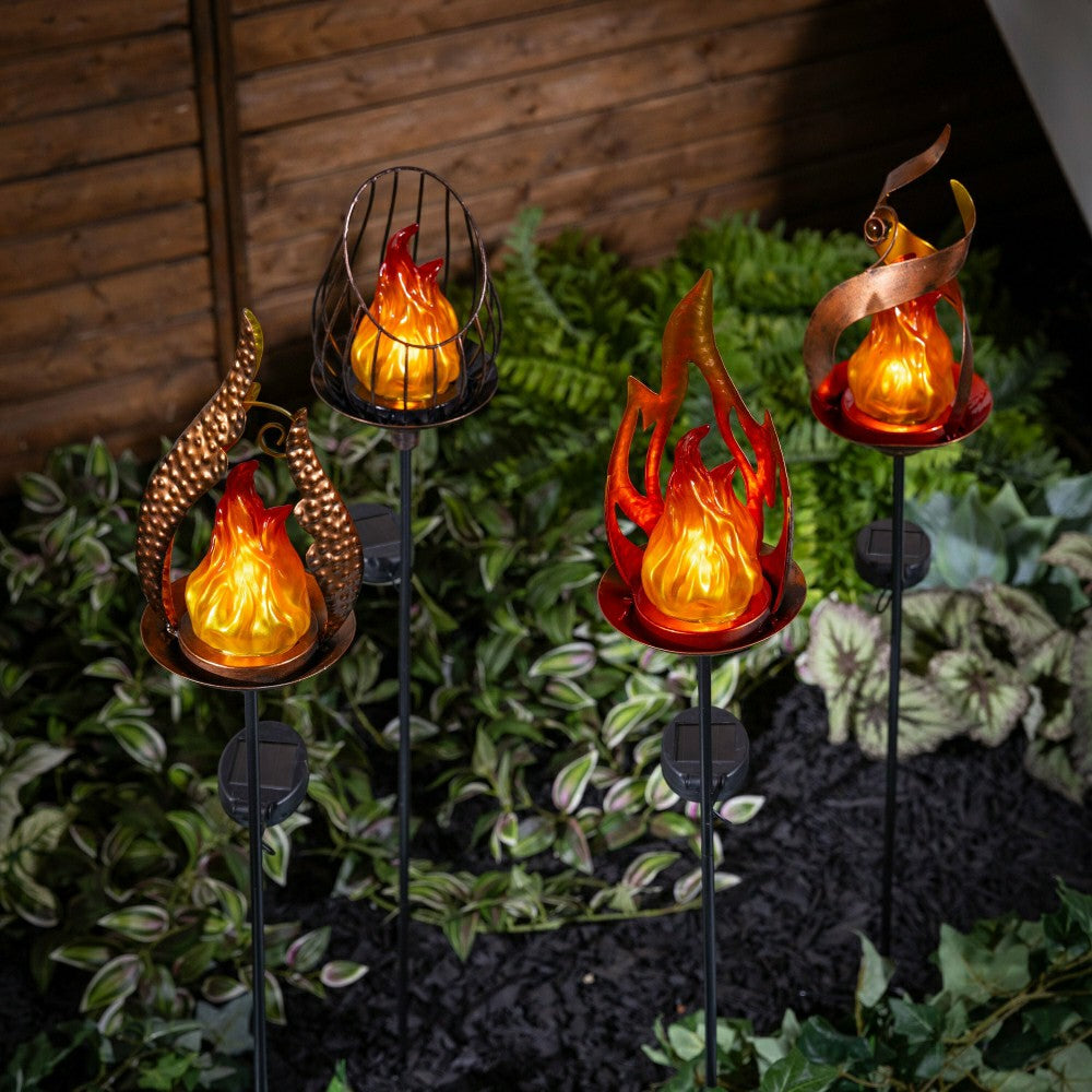Plow & Hearth solar flame garden stake