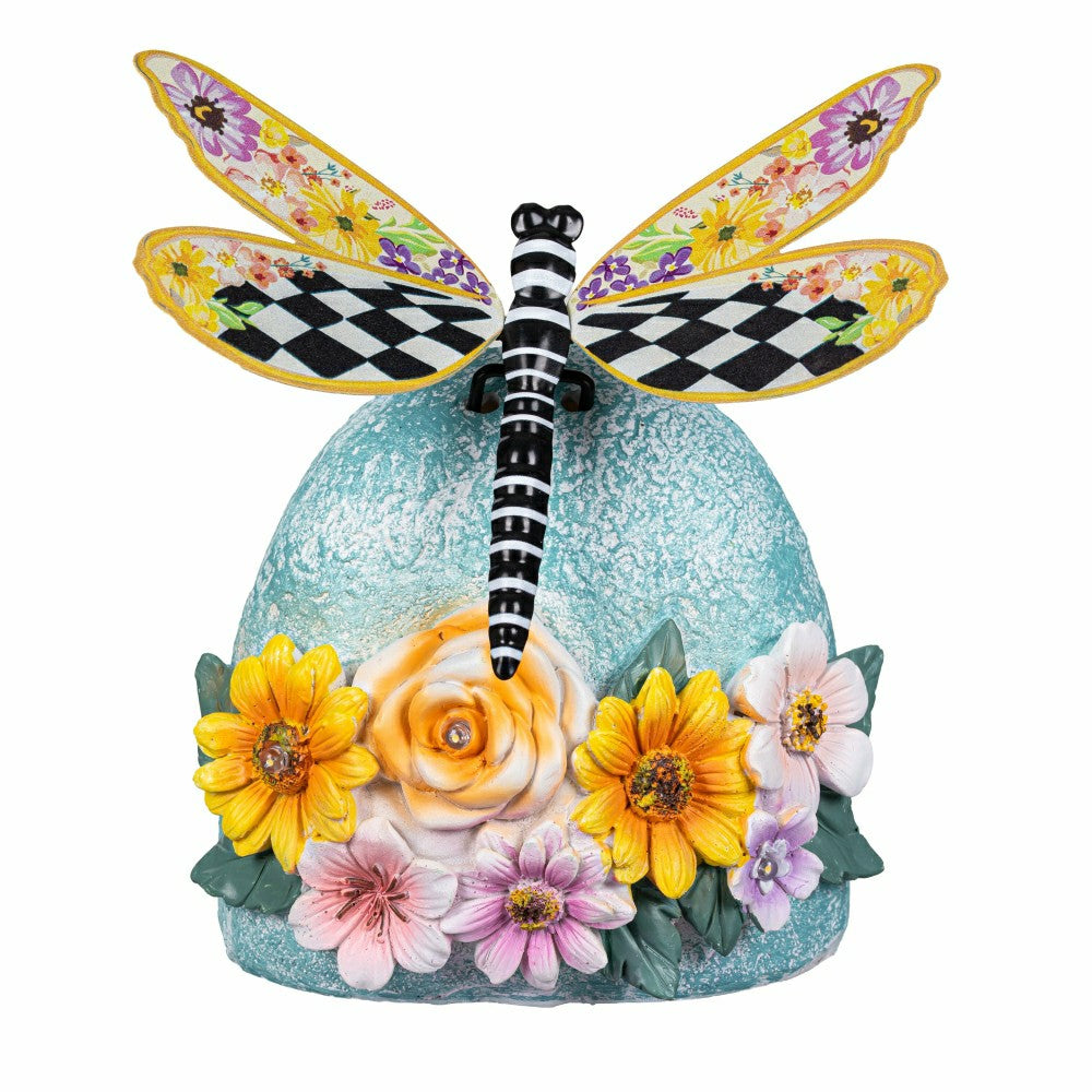 Plow & Hearth Courtly Check Dragonfly Metal LED Solar Garden Statue