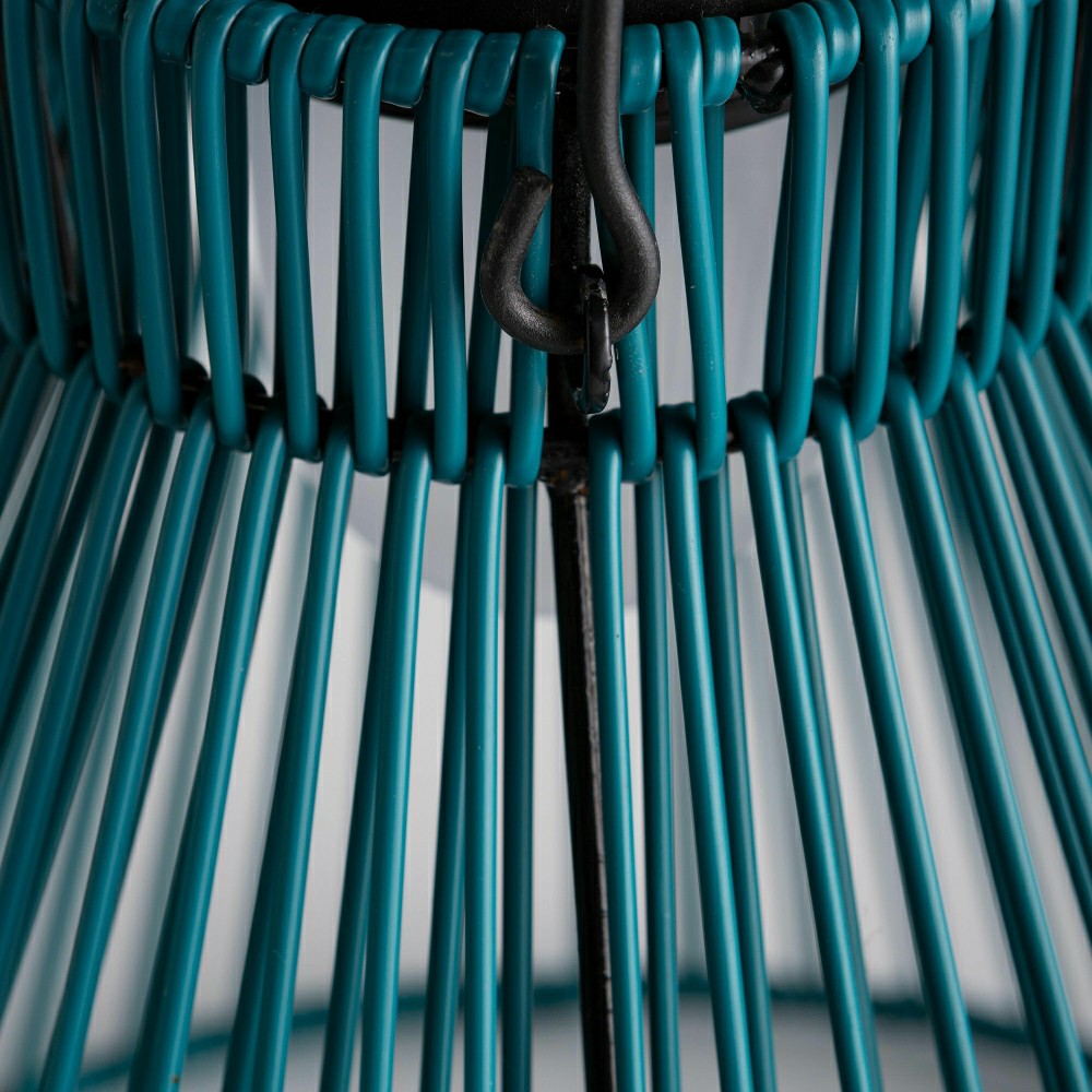 Plow & Hearth Large Solar Hanging Pendant Light, Teal Green