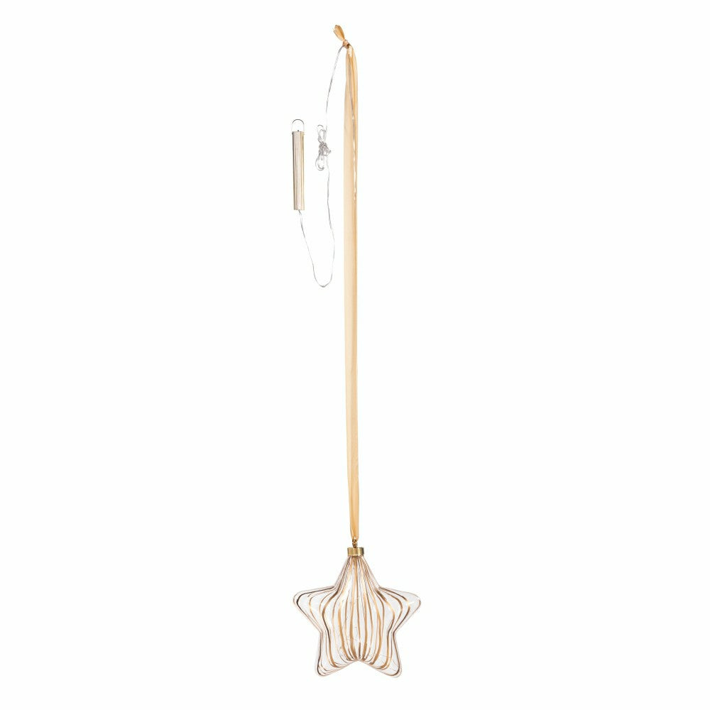 Plow & Hearth Micro LED Silver Star Indoor Outdoor Decorative Hanging Light, Warm Wh
