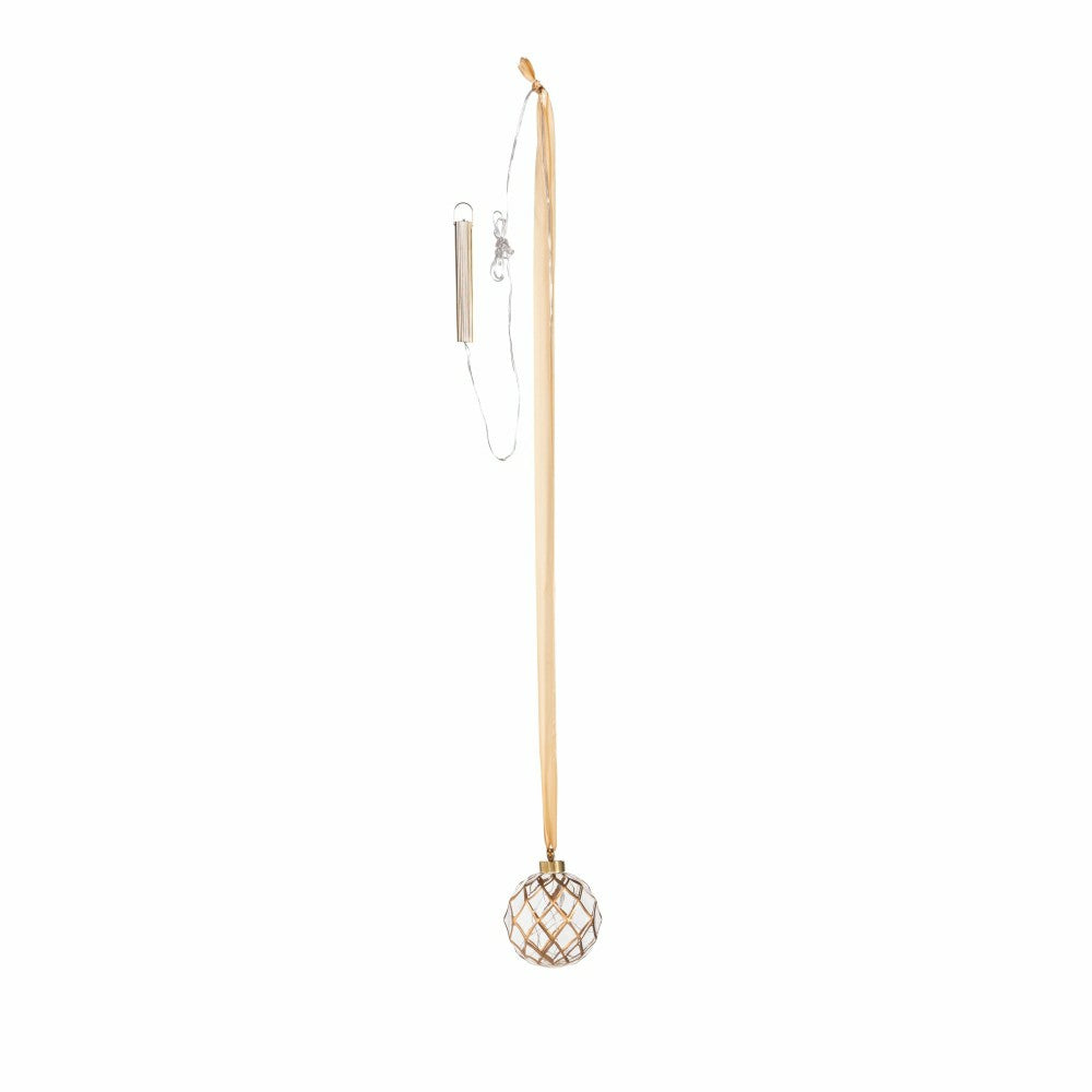 Plow & Hearth Micro LED Silver Ball Indoor Outdoor Decorative Hanging Light, Warm Wh