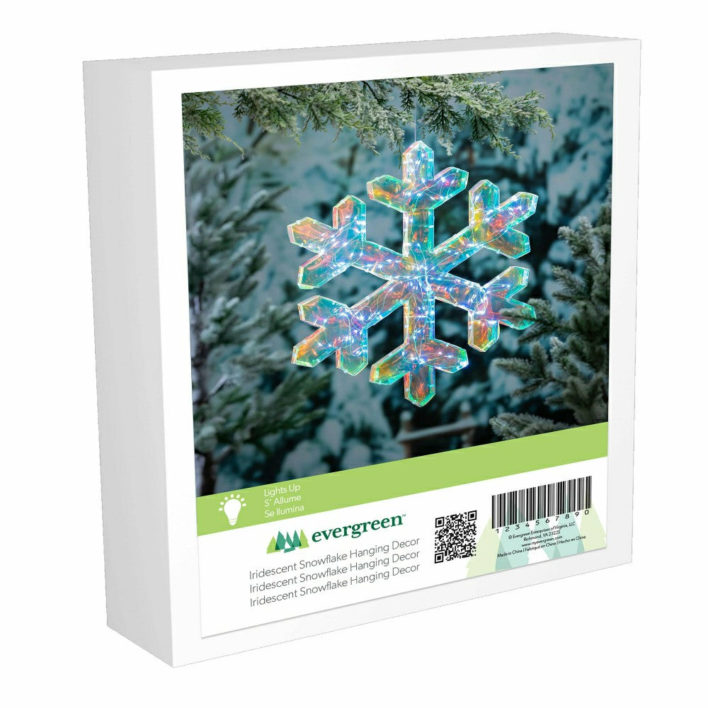 Plow & Hearth Pearl and Pine Outdoor Lamp & Lighting, LED Snowflake, 20"H