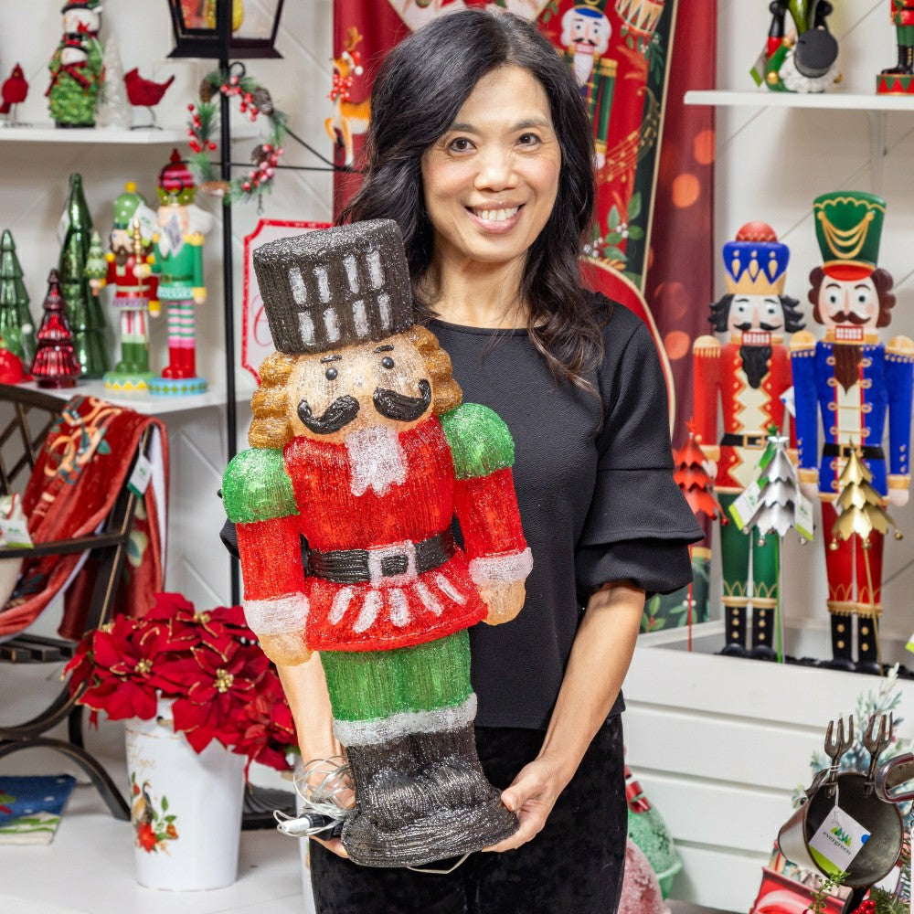 Plow & Hearth Nutcracker LED Acrylic Statue, 16"H