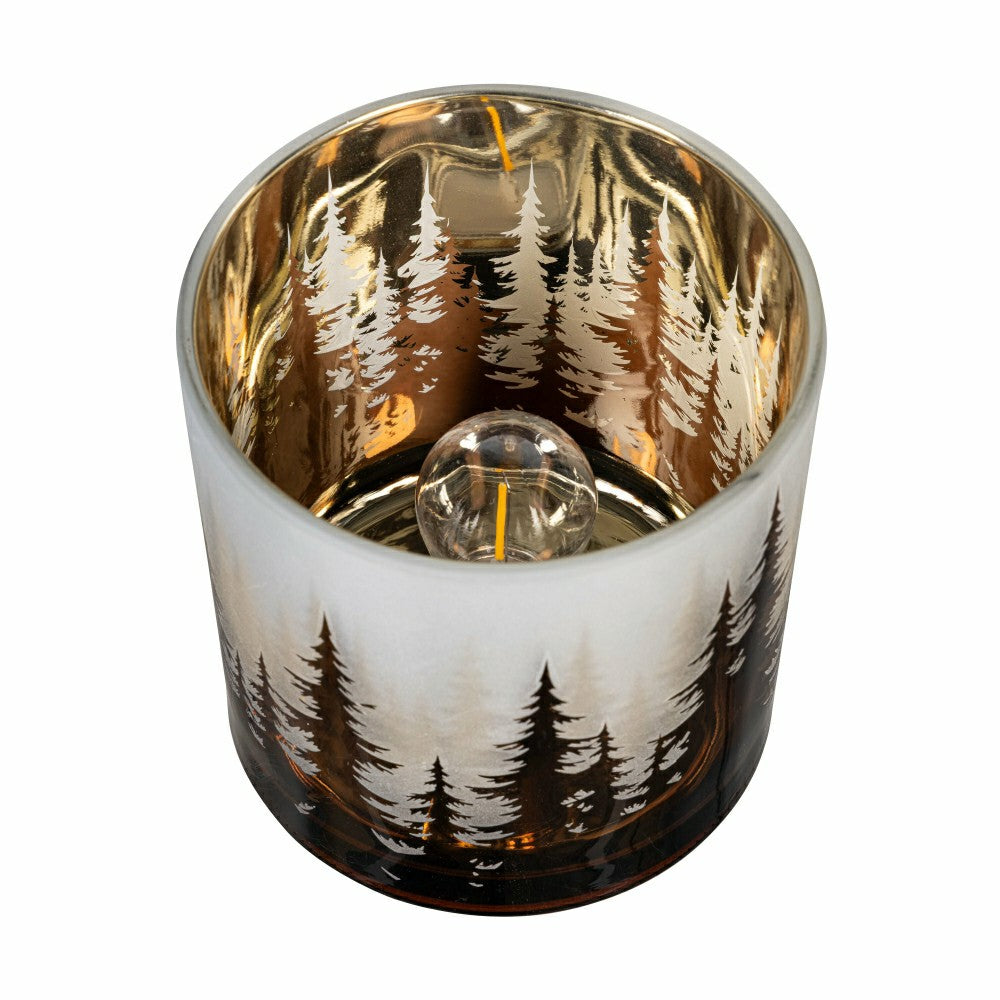 Plow & Hearth 15" Wood Hurricane Candle Holder
