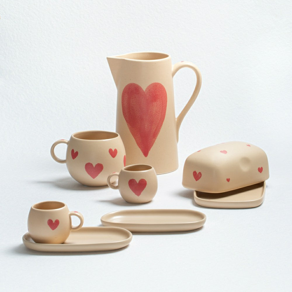 Plow & Hearth Hearts Stoneware ceramic Mug 17oz - Limited Edition
