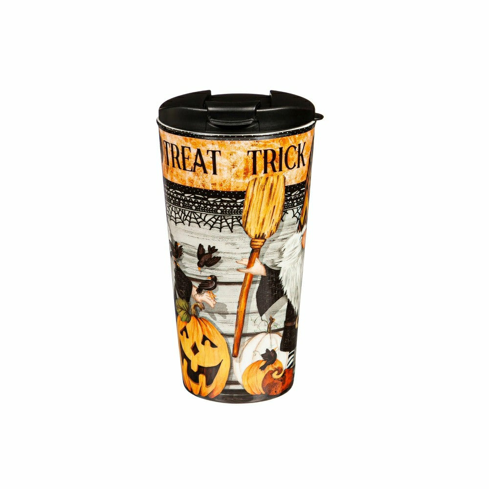 Plow & Hearth Haunted House 17 OZ Ceramic Cup and Puzzle Gift Set, Trick Or Treat Gn
