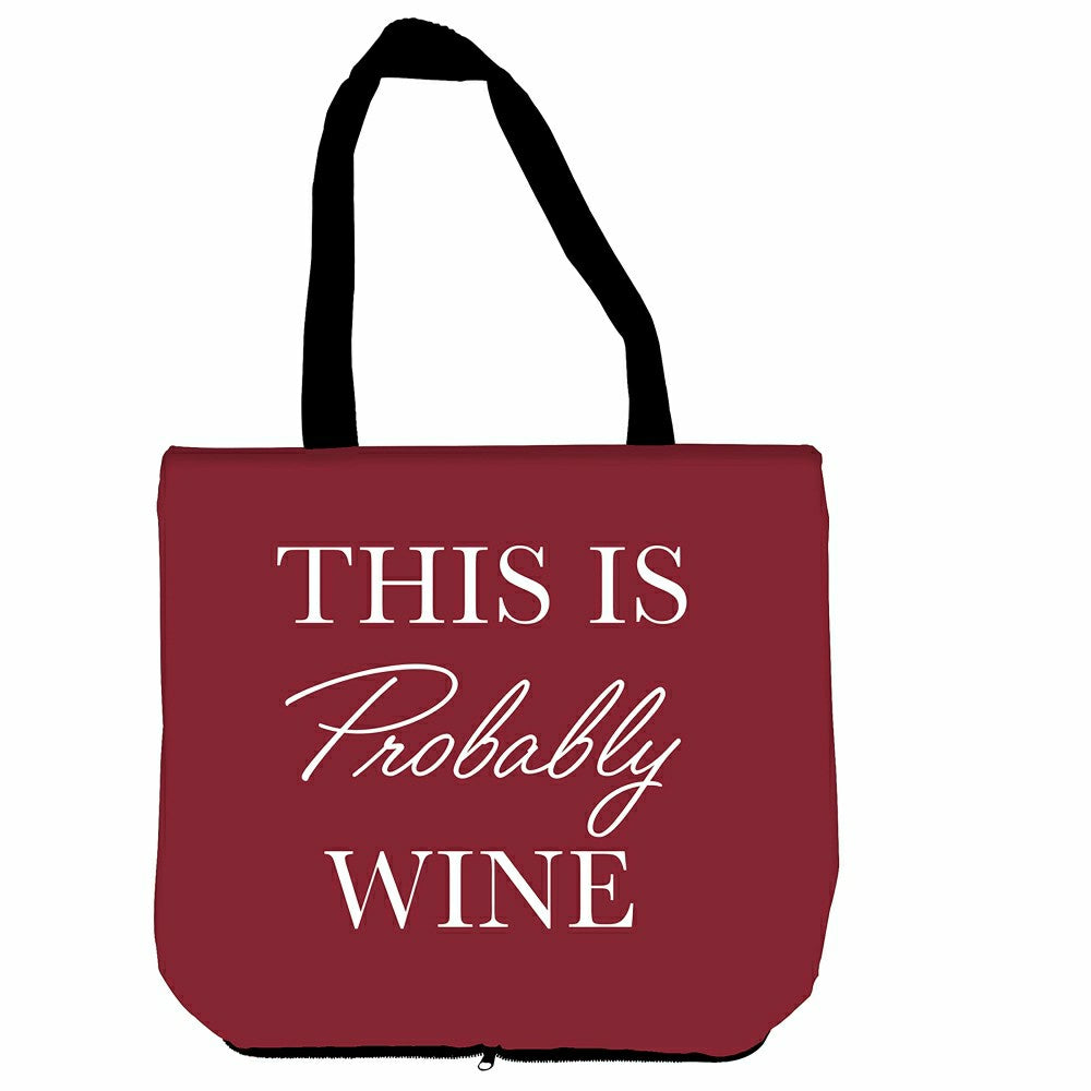 Plow & Hearth This Is Probably Wine Ceramic Perfect Cup and Compact Tote Giftset, 17