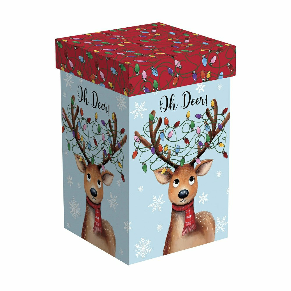 Plow & Hearth Twas The Night Travel Cup Ceramic Perfect Cup, Reindeer, 17oz, Gift Bo