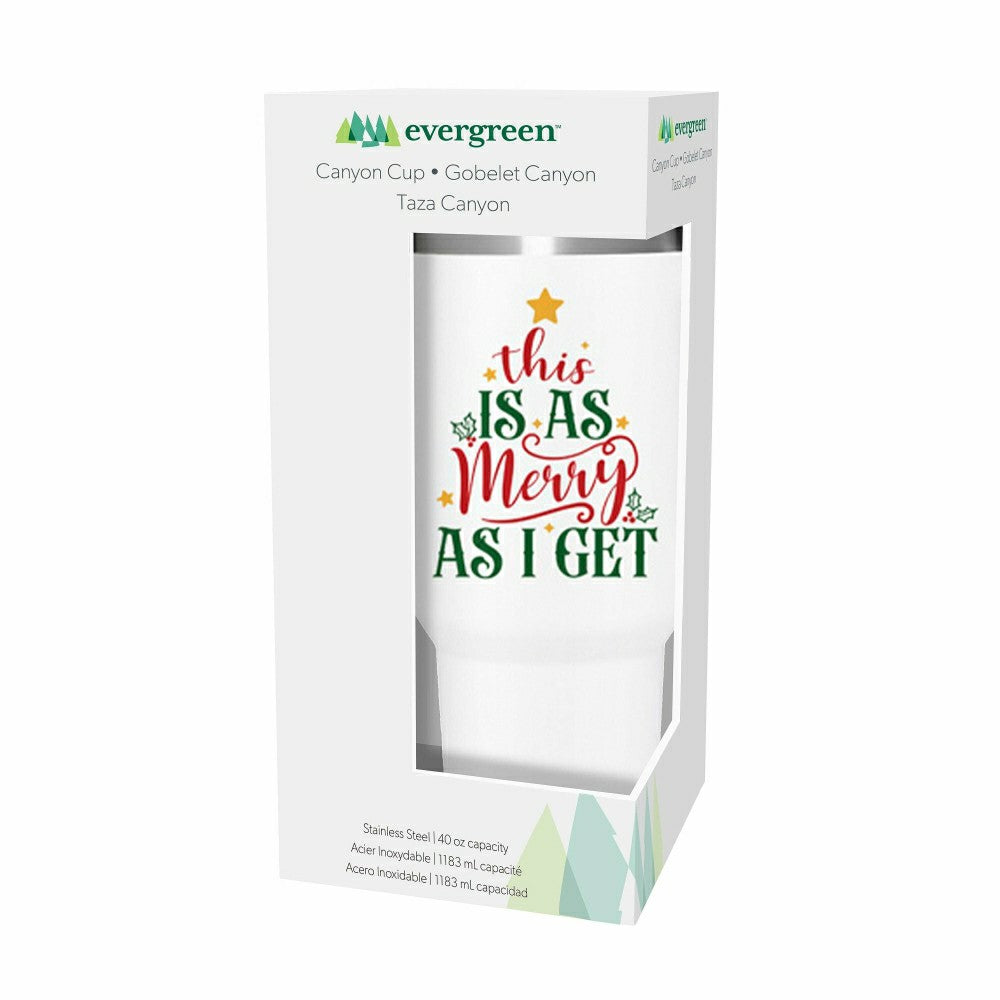 Plow & Hearth Christmas Vacation Canyon Cup w/ Straw, This Is As Merry As I Get, 40o