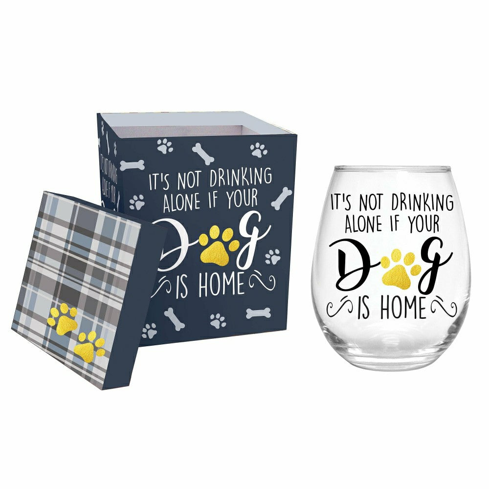 Plow & Hearth Pet Central Wine Glass Stemless Glass, It's Not Drinking Alone if Your