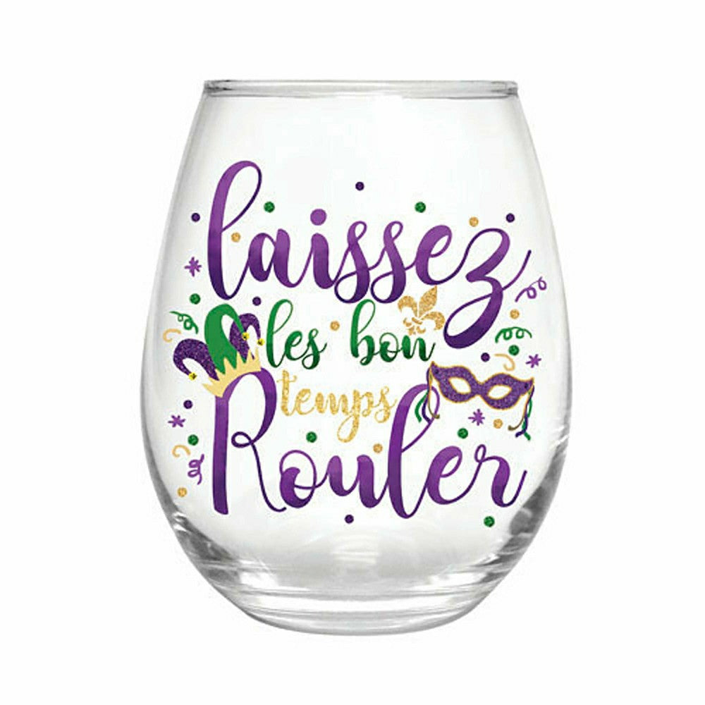 Plow & Hearth 17 OZ Stemless Glass w/Box, Laissez les bon temps Rouler