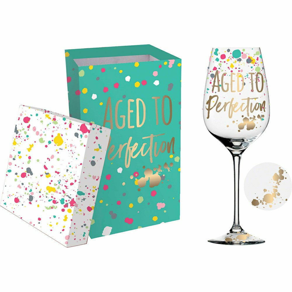 Plow & Hearth Wine Glass w/Box, 12 OZ., Aged to Perfection