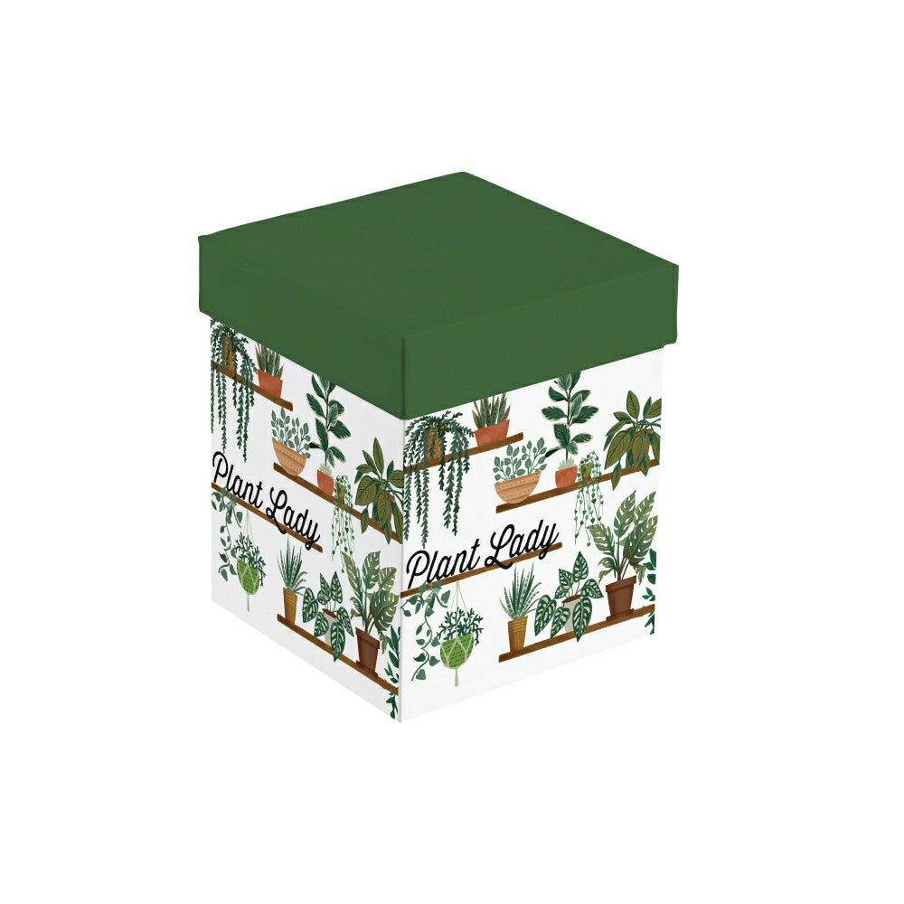 Plow & Hearth Cottage Garden Wine Glass Stemless, "Plant Lady", 17oz, Gift Box