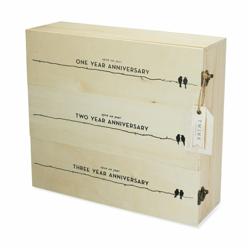 Plow & Hearth Newlyweds Anniversary Wooden Wine Box
