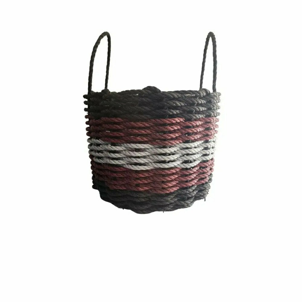 Plow & Hearth Five Stripe Rope Storage Basket Black, Burgundy, Gray