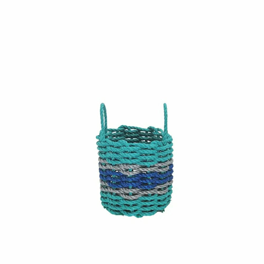 Plow & Hearth Authentic Maine Lobster Rope Storage Basket Teal and Blue with Light G