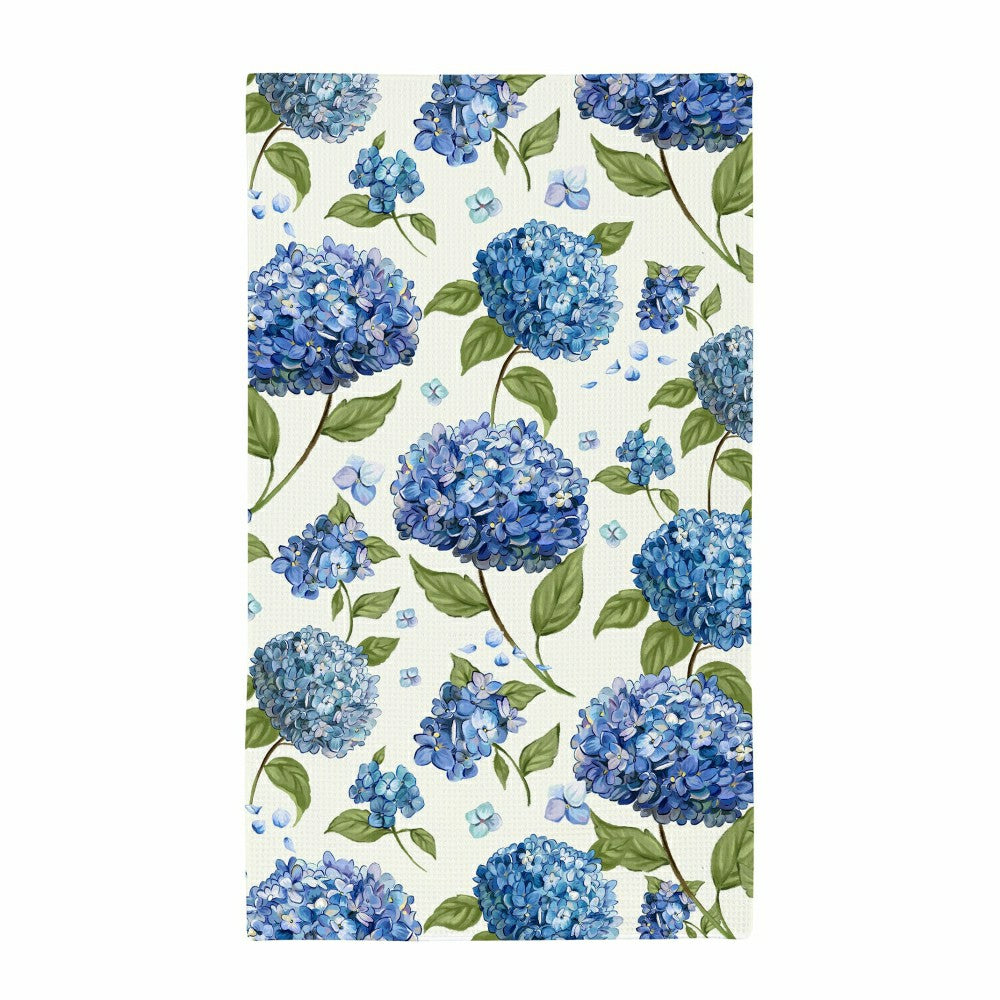 Plow & Hearth VivaStyle Kitchen Towel Quick Dry Waffle Weave Double-Sided, Hydrangea