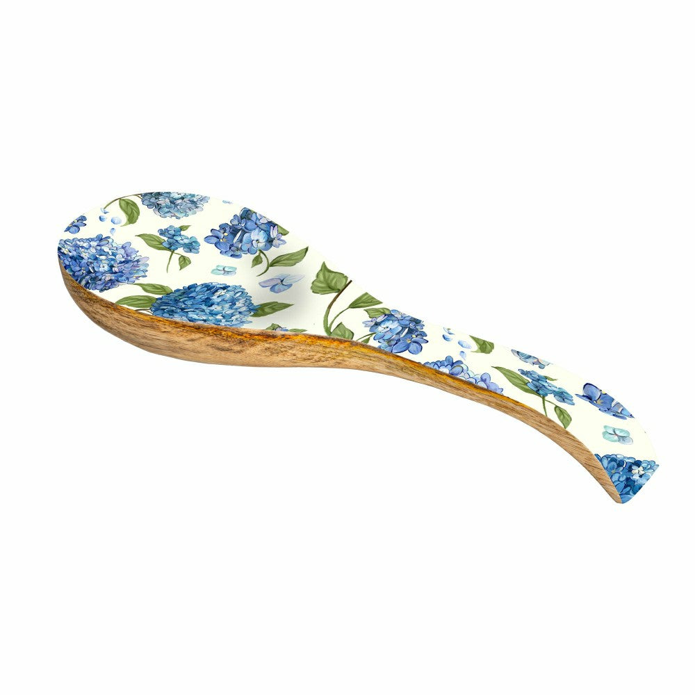 Plow & Hearth VivaStyle Spoon Rest, Wood Spoon Rest, Hydrangea, 10.25"L