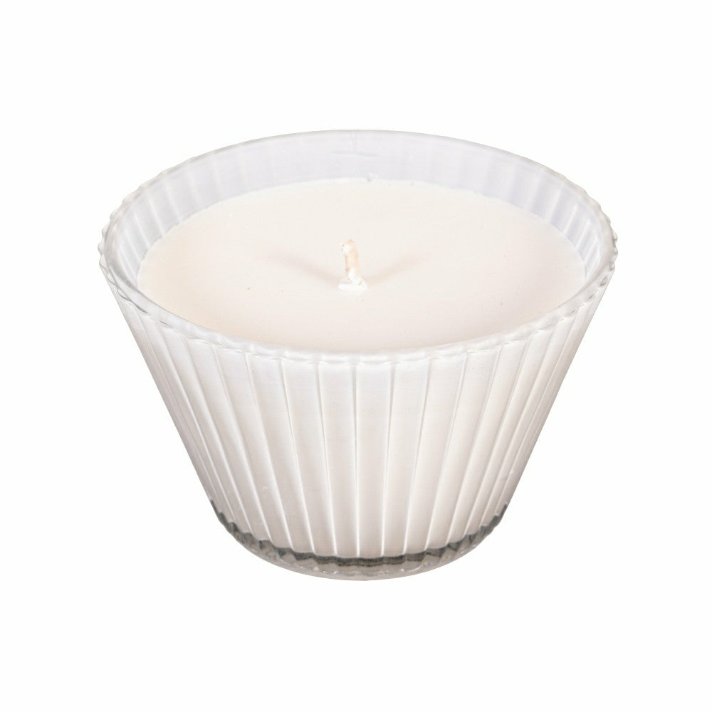 Plow & Hearth Ribbed Cupcake Glass, Bright White