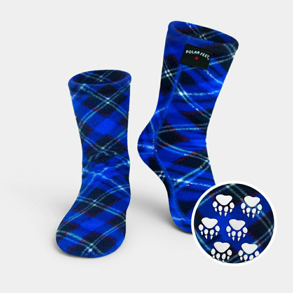 Plow & Hearth Polar Feet Adult Socks - Blue Argyle