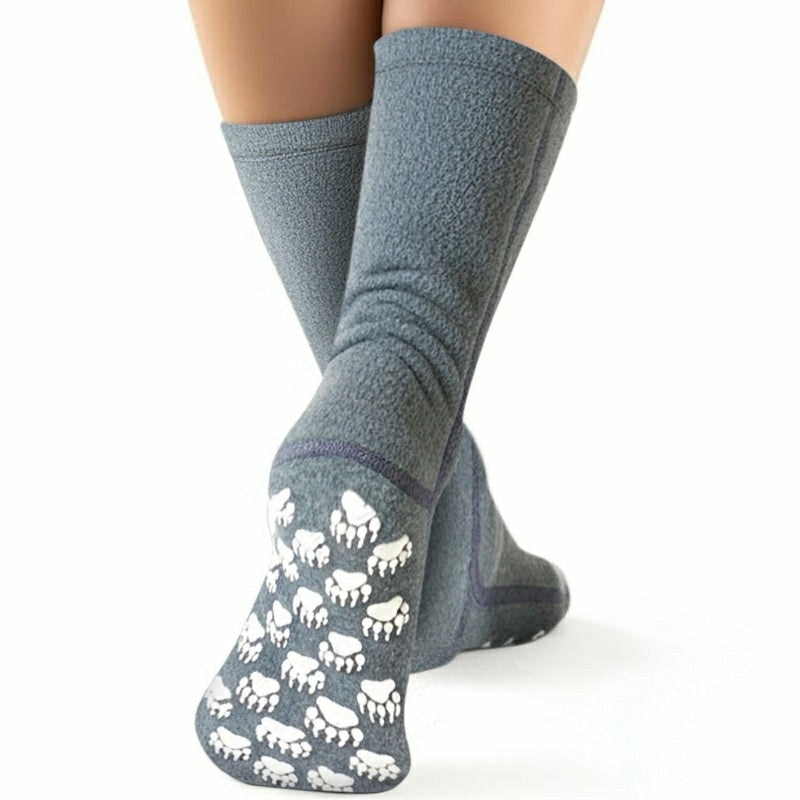 Plow & Hearth Polar Feet Fleece Socks - Soft Grey