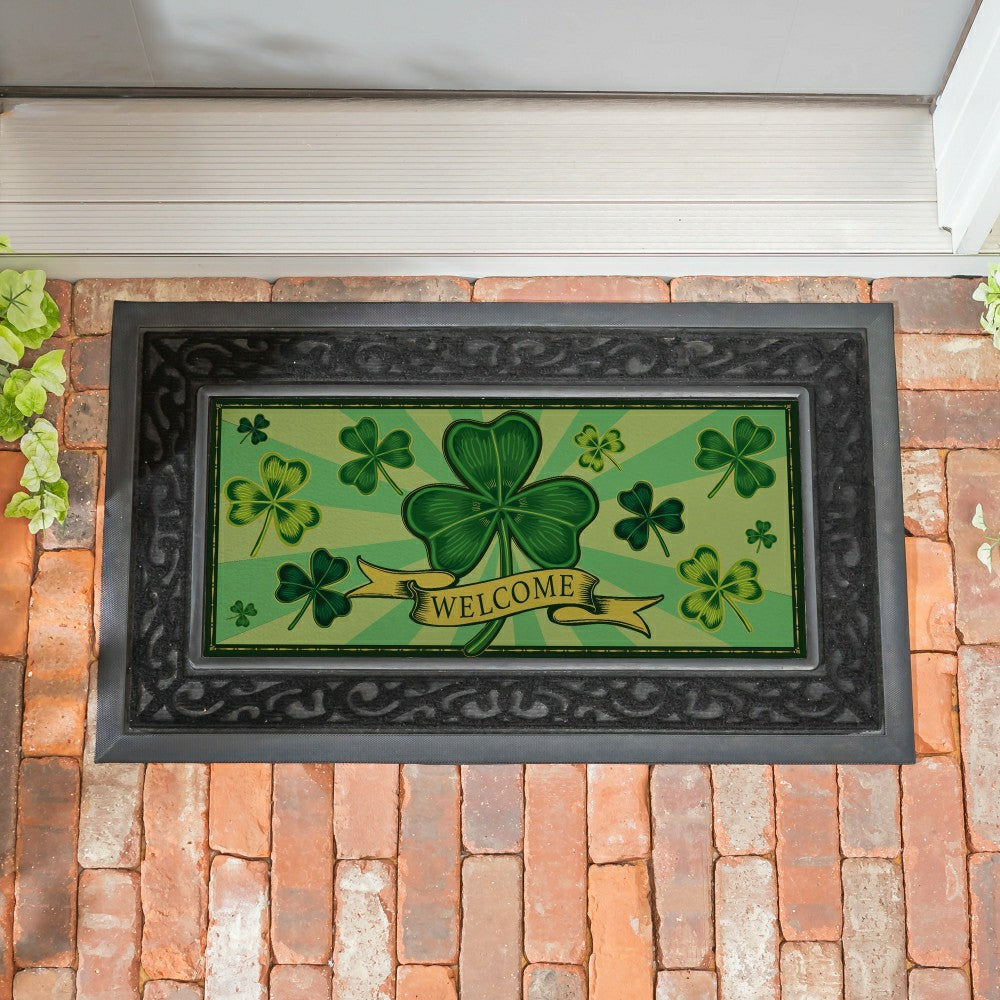Plow & Hearth St Patrick's Days Shamrock Sassafras Switch Mat