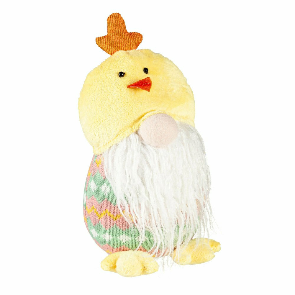 Plow & Hearth 12.5" Fabric Gnome with Chicken Hat Tabletop Décor