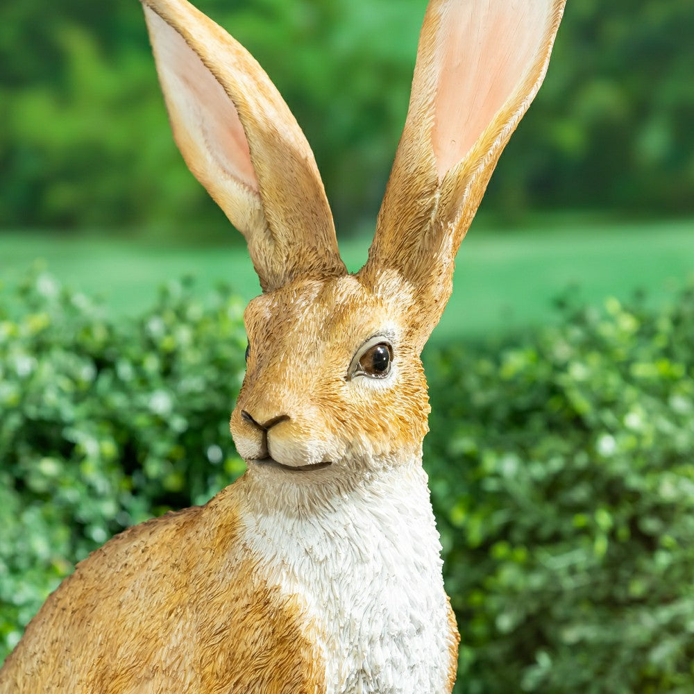 Plow & Hearth Hop Into Spring Garden Statue, Resin Hare Statue, 21"H