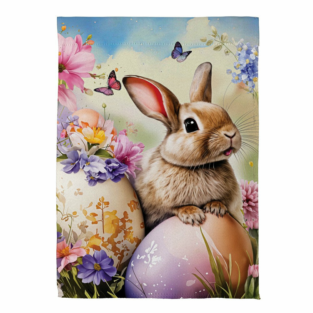 Plow & Hearth Bunny & Easter Egg Suede Garden Flag