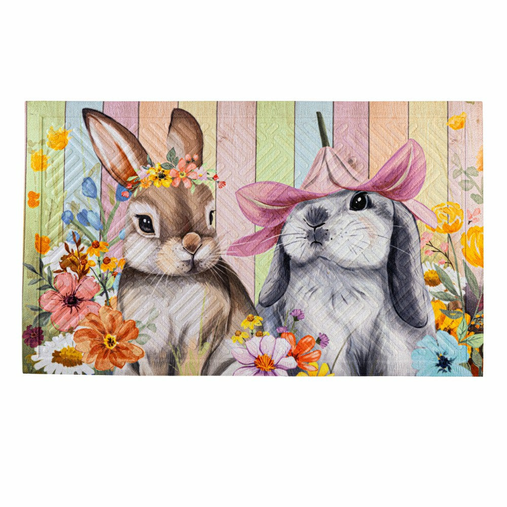 Plow & Hearth Hop Into Spring Flower Time Embossed Mat