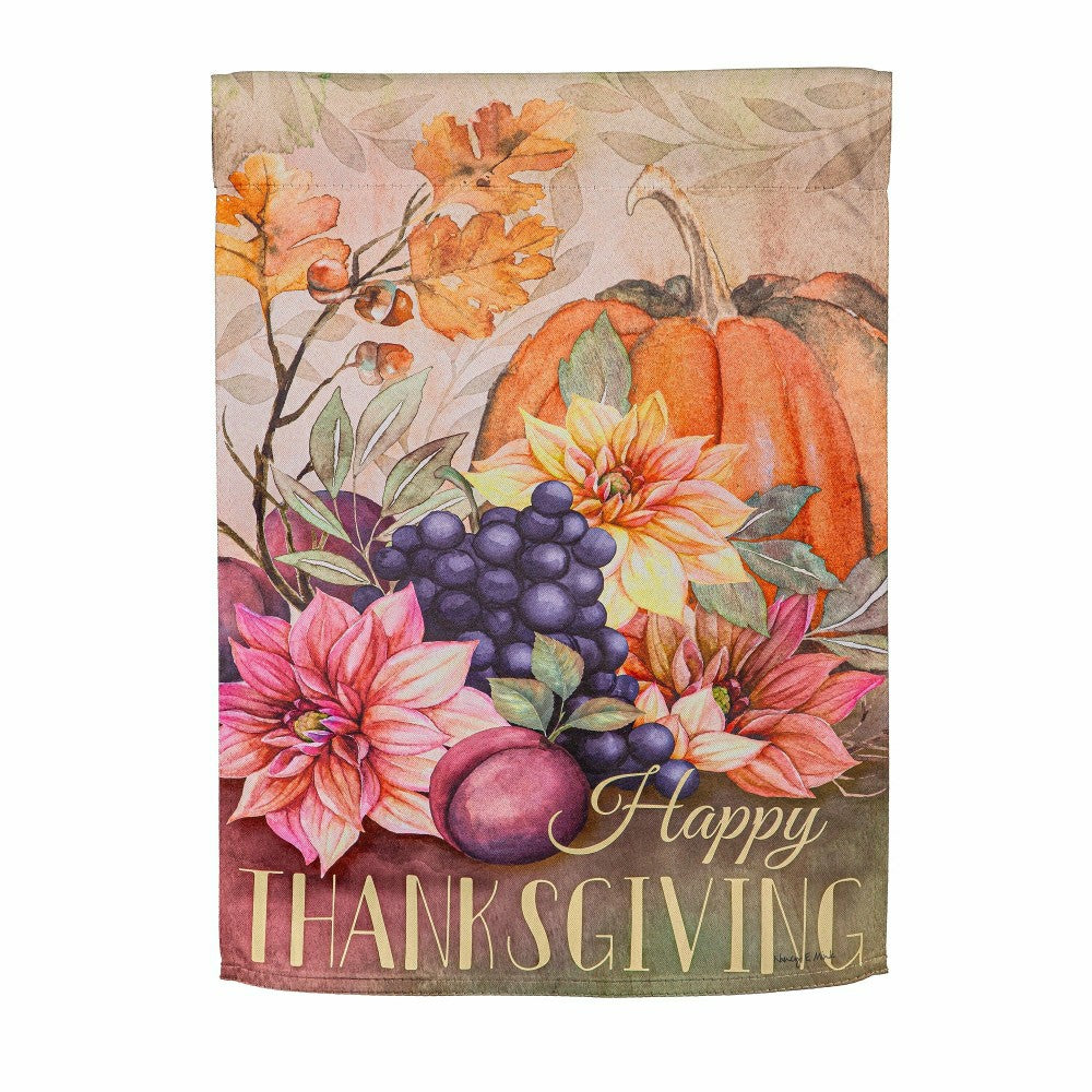 Plow & Hearth Happy Thanksgiving Suede Garden Flag