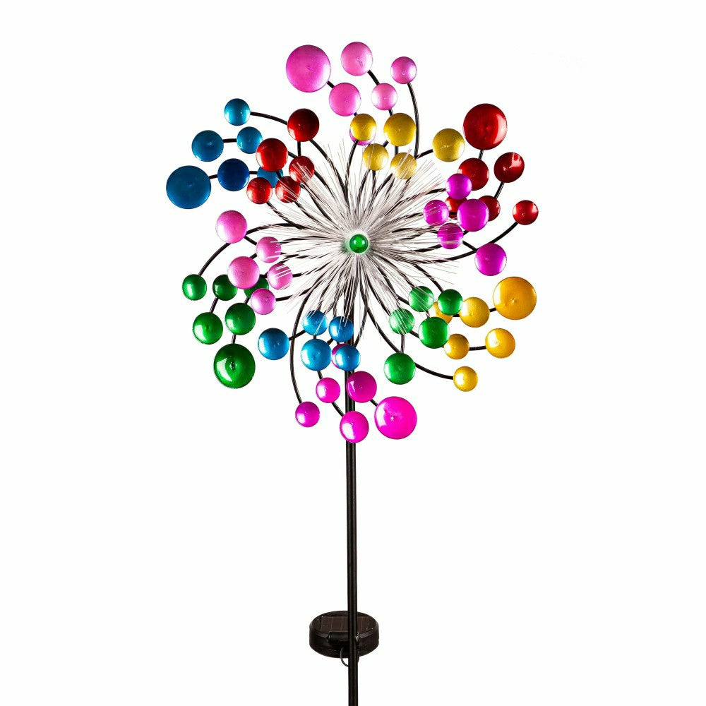 Plow & Hearth Solar Fiber Optic Color Pop Wind Spinner