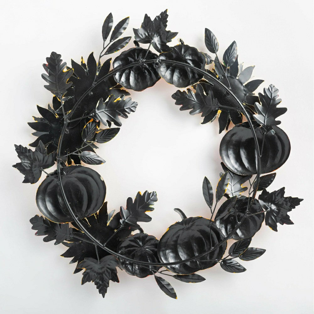 Plow & Hearth Handcrafted Metal Sunflower and Pumpkin Autumn Wreath