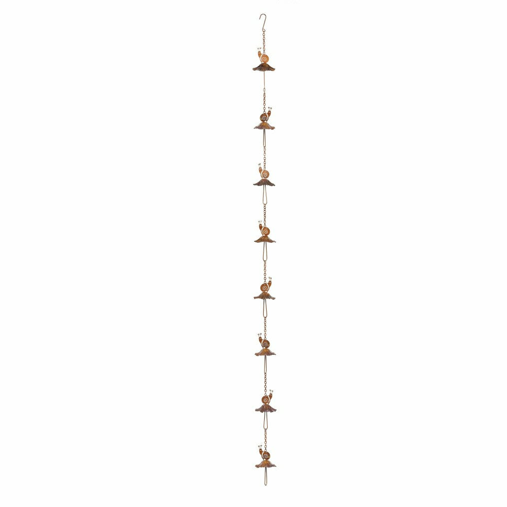 Plow & Hearth Cottage Garden Rain Chain, Metal Snail & Mushroom, 72"