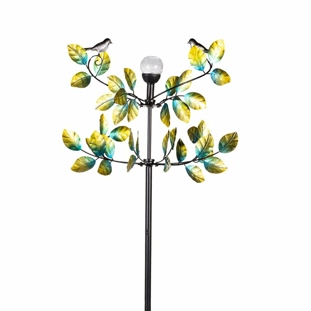 Plow & Hearth Bird and Leaves Solar Wind Spinner 80"H