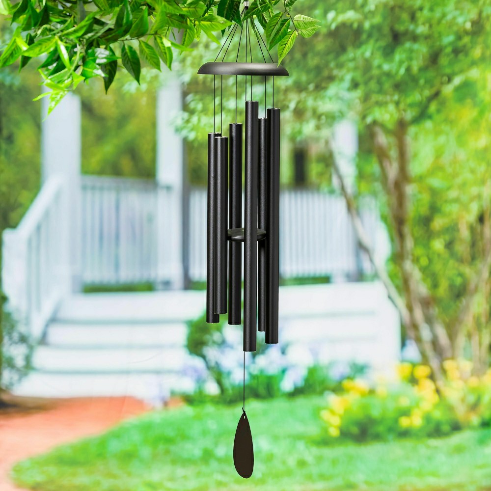 Plow & Hearth Black Metal Hand-Tuned Avria Wind Chime, 48" H