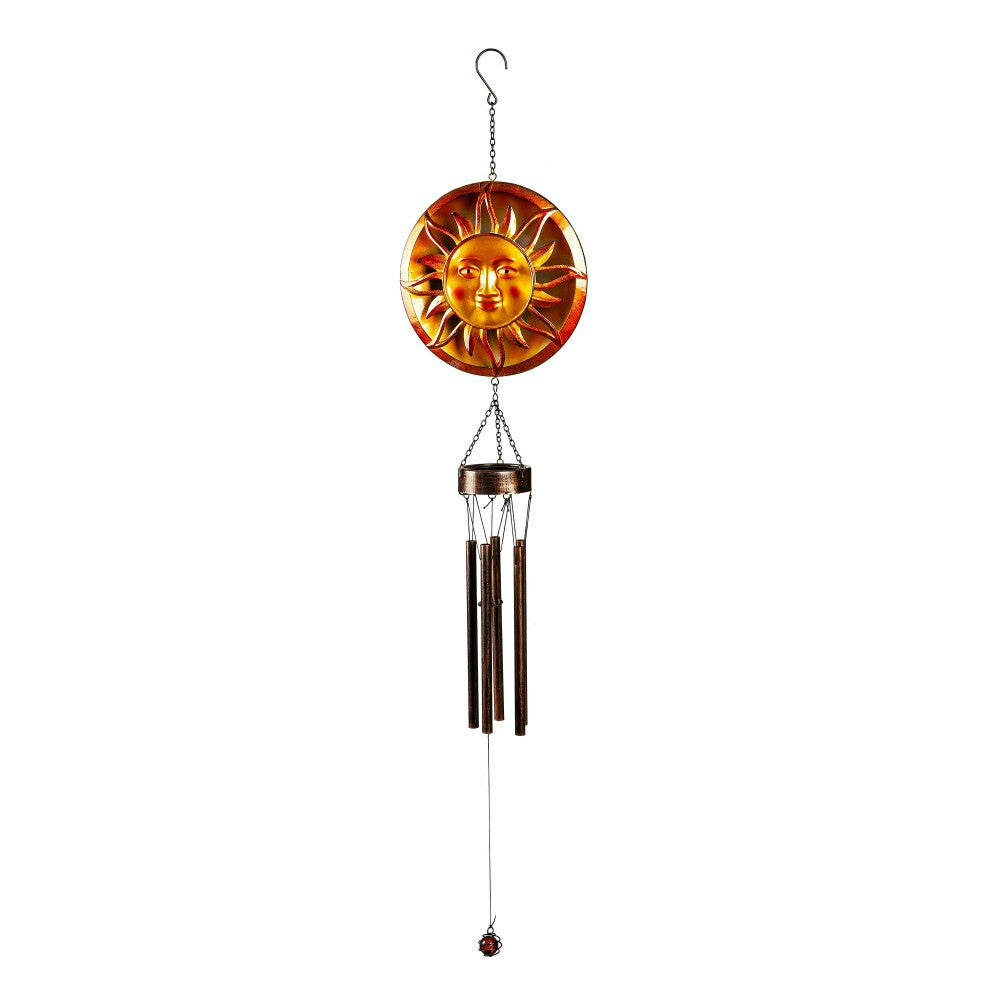 Plow & Hearth Metal Embossed Sun Wind Chime, Set of 2