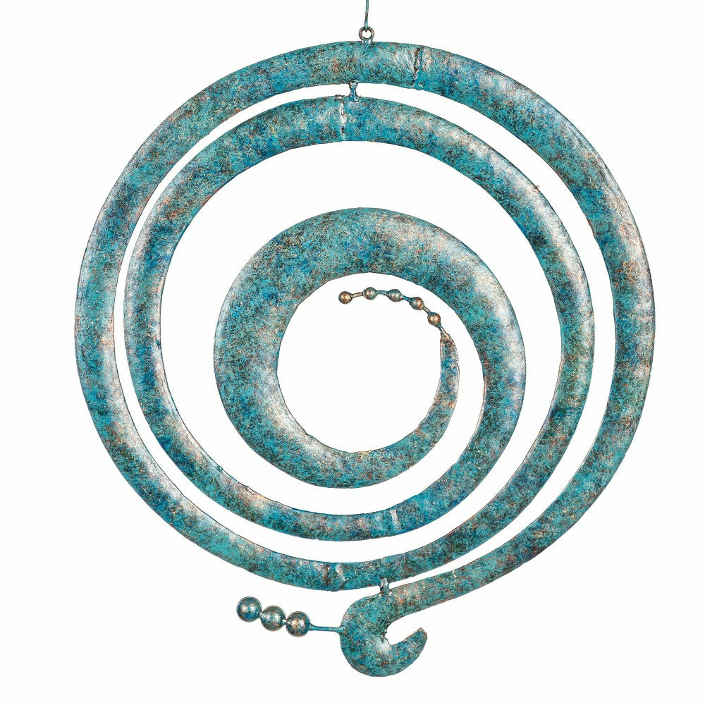 Plow & Hearth Distressed Blue Circle Metal Hanging Décor