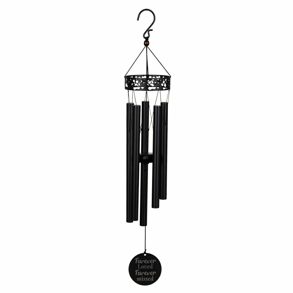 Plow & Hearth Avria Metal Hand-Tuned Wind Chime, "Furever Loved, Furever Missed" Pet